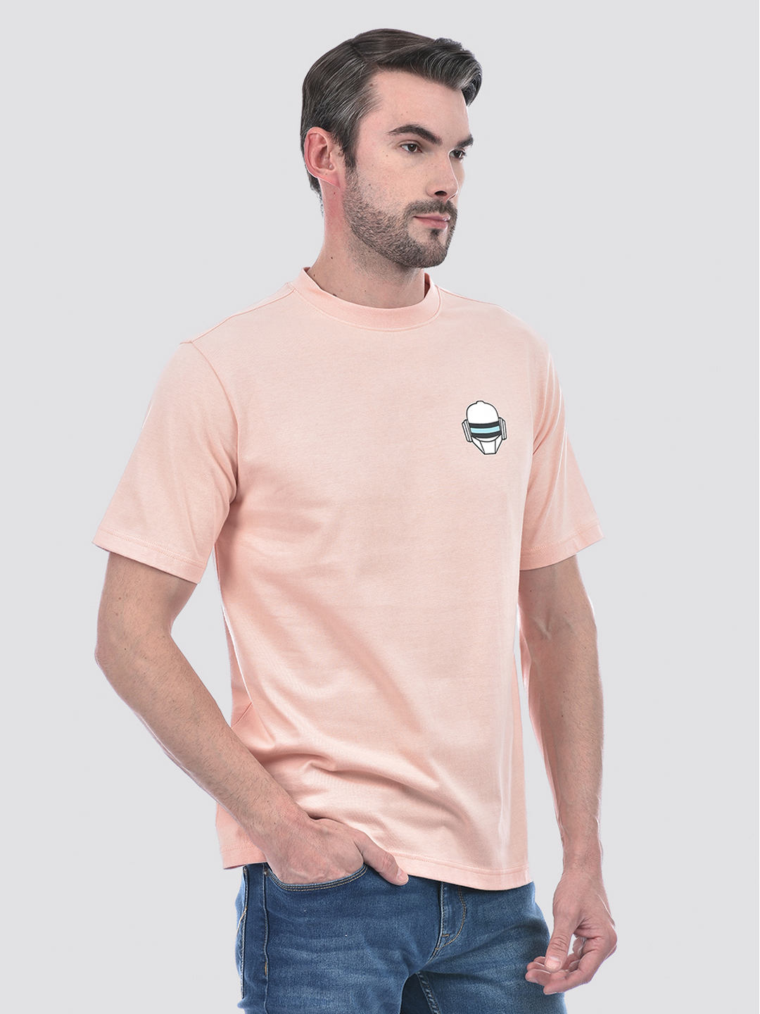 Numero Uno Men's Half Sleeve Oversized Pink Round Neck T-Shirt